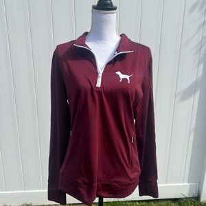 PINK Victoria's Secret Maroon Quarter-Zip Sweatshirt